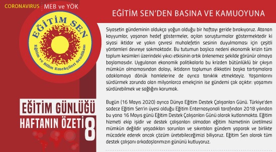 Eğitim Sen’den Basına ve Kamuoyuna / Eğitim Günlüğü Haftanın Özeti 8