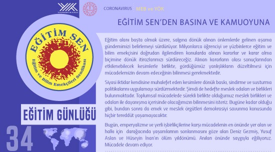 Eğitim Sen’den Basına ve Kamuoyuna / Eğitim Günlüğü 34