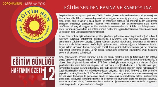 Eğitim Sen’den Basına ve Kamuoyuna / Eğitim Günlüğü Haftanın Özeti 12