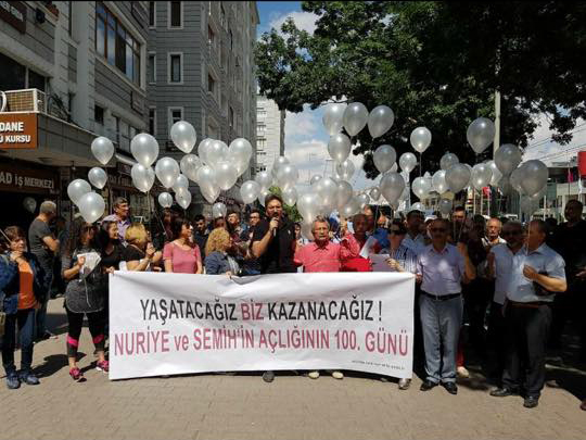 Eğitim Sen Kayseri Şube Nuriye ve Semih’in Açlık Grevinin 100. Gününde Basın Açıklaması Yaptı