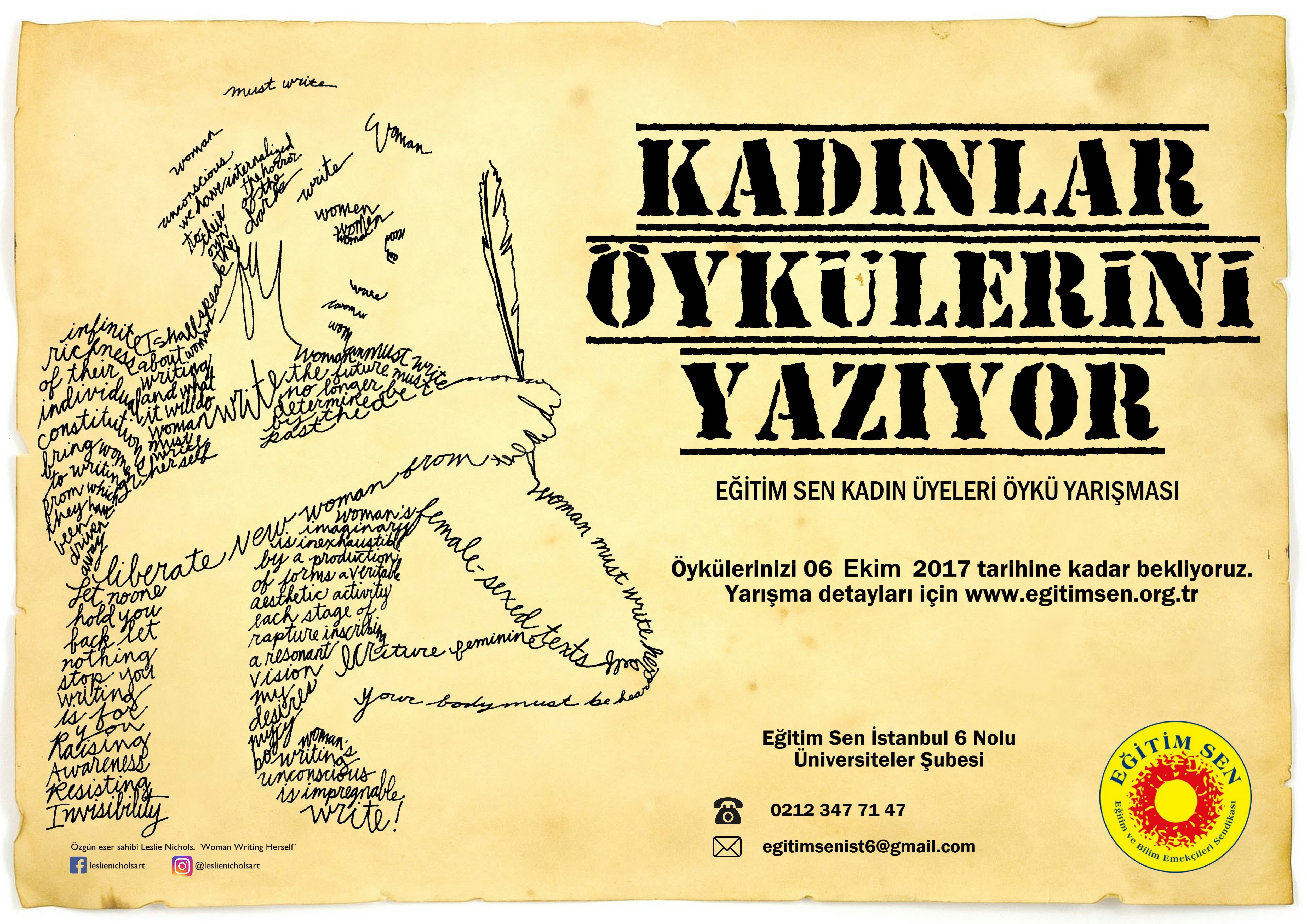 İstanbul 6 Nolu Üniversiteler Şubesi “Kadın Öykü Yarışması” Düzenliyor.