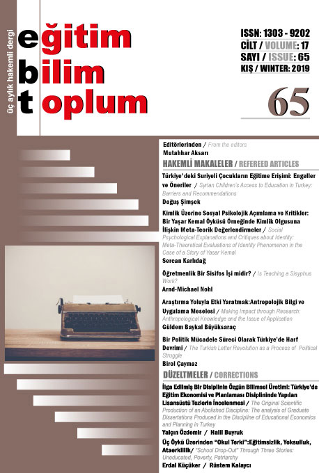 Eğitim Bilim Toplum Sayı: 65