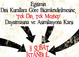8 Şubat Laik Eğitim – Demokratik Yaşam Mitingi Afişi