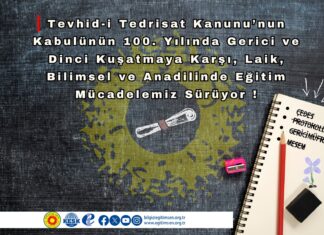Laik ve Bilimsel Eğitim Karşıtı Politika ve Uygulamalara Derhal Son Verilmelidir!