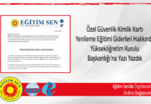 Özel Güvenlik Kimlik Kartı Yenileme Eğitimi Giderleri Hakkında YÖK’e Yazı Yazdık